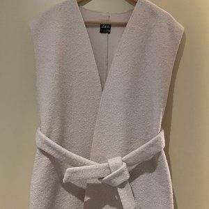 ZARA long sleeveless coat vest with belt Pockets